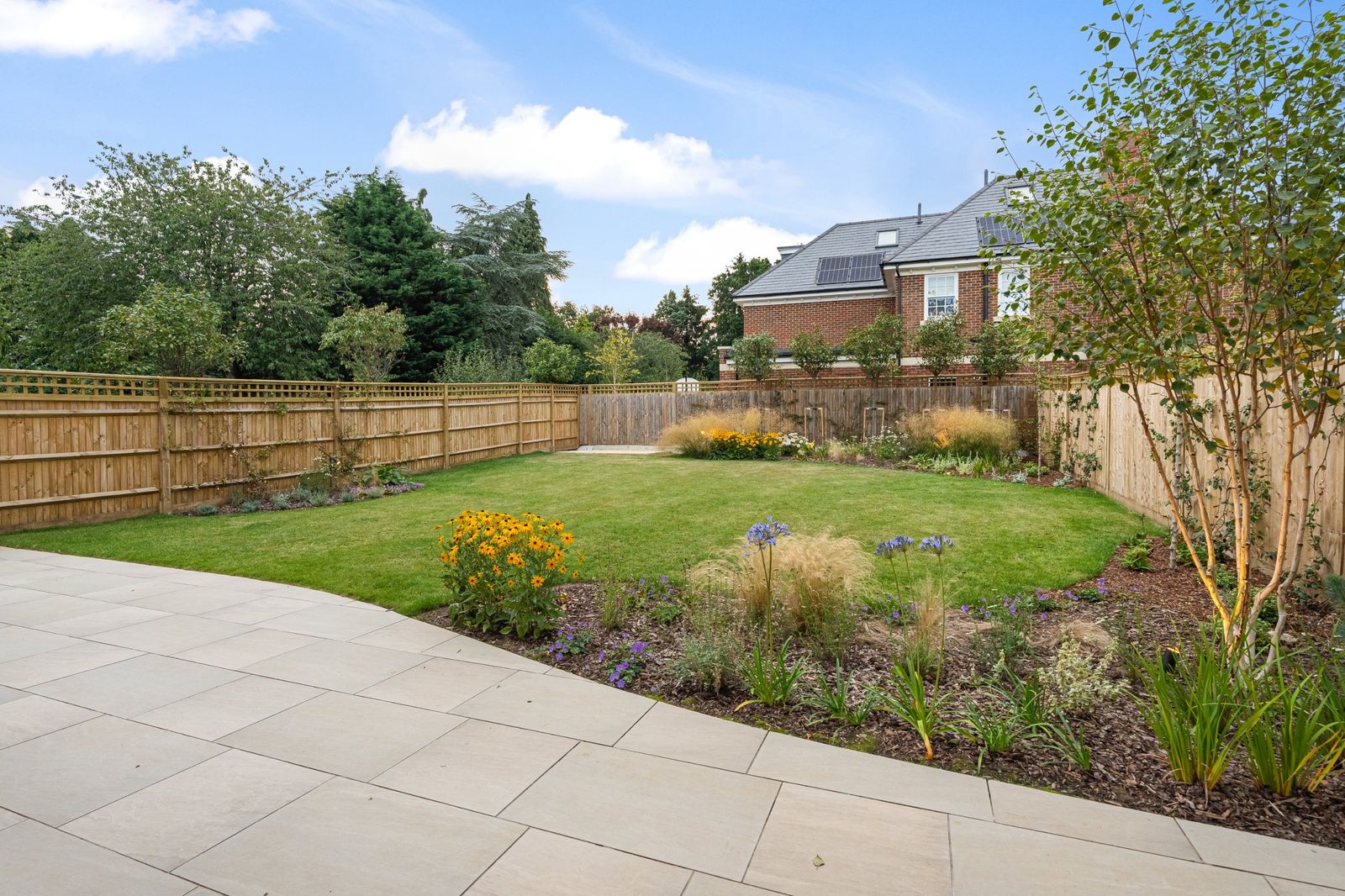 The rear garden and patio