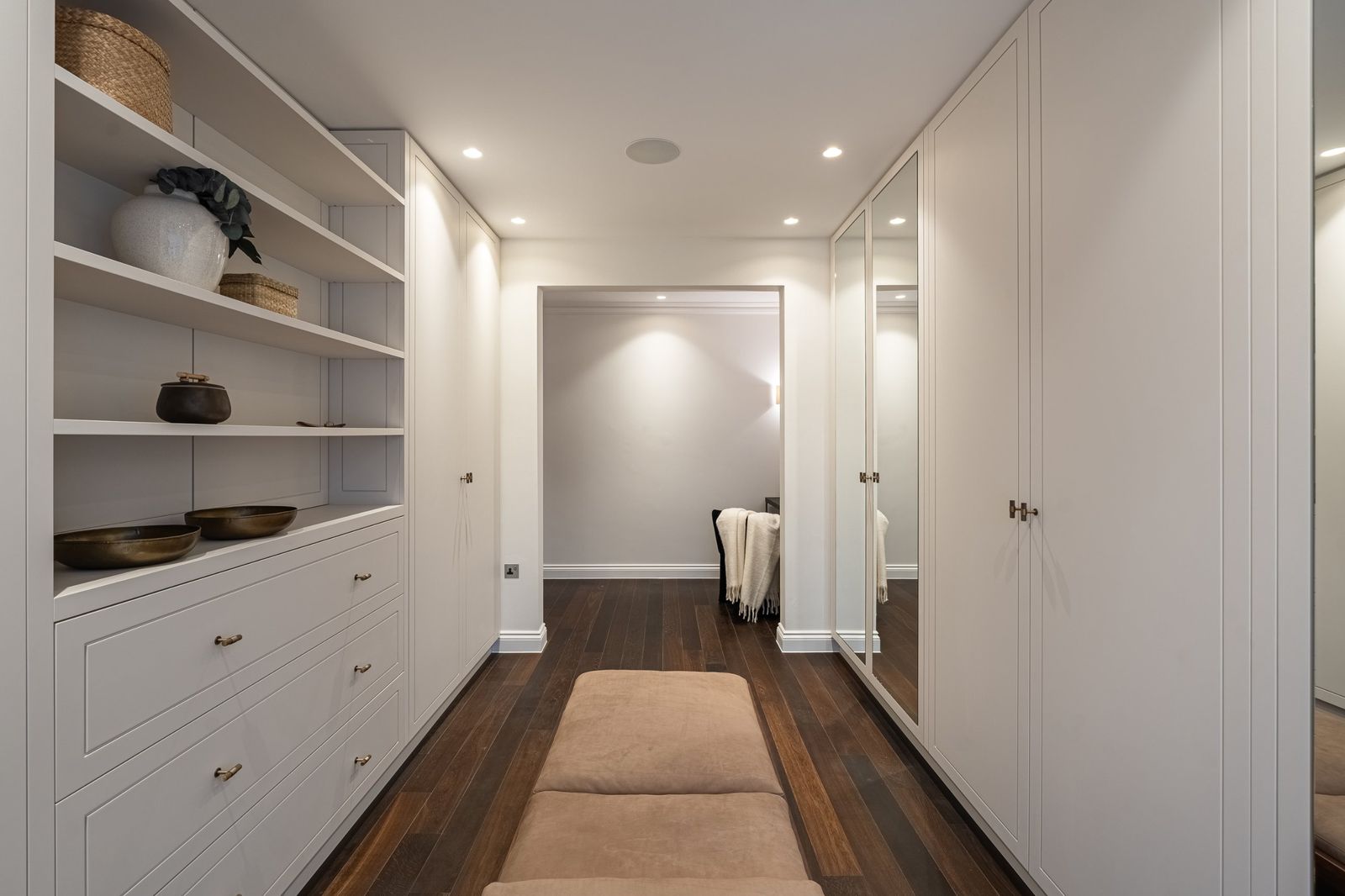 The dressing room with built-in wardrobes