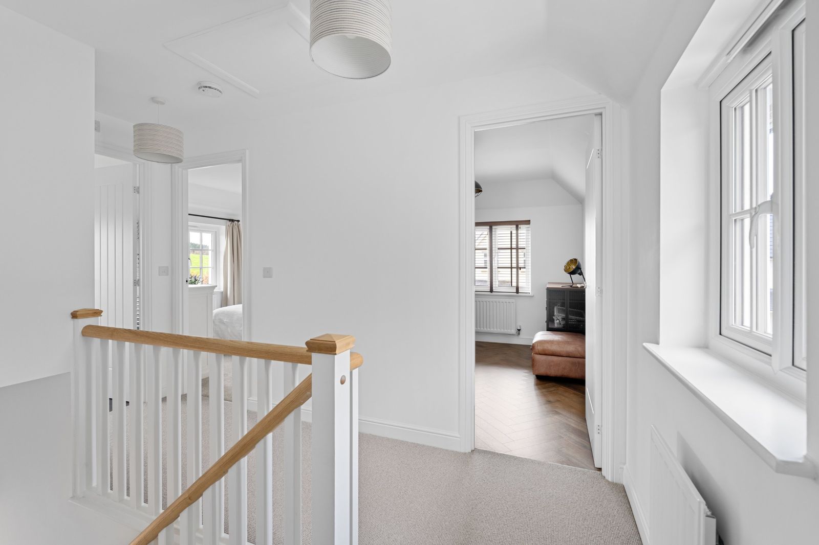 The landing with the study door open
