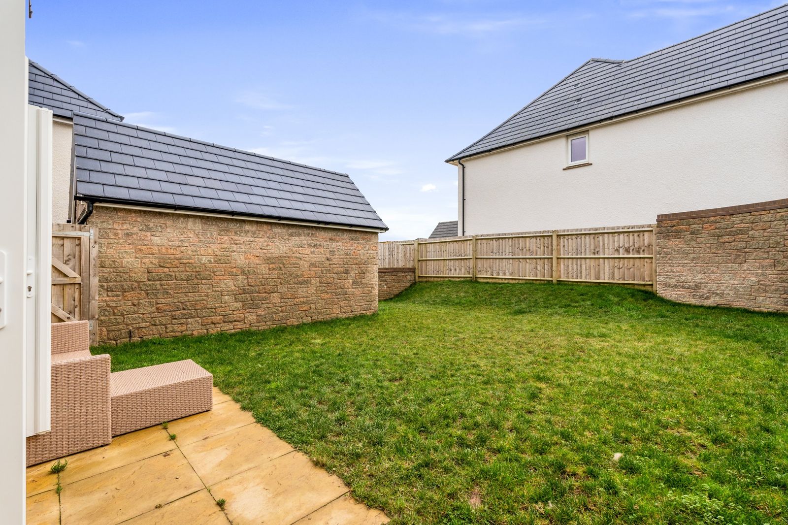 The rear garden and patio