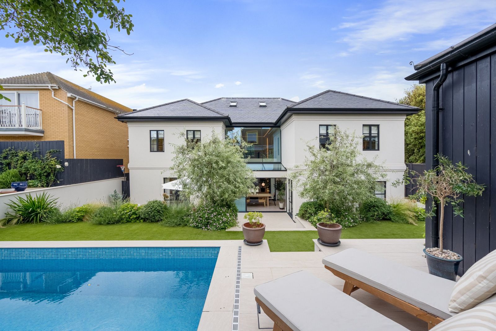 The pool and garden behind Southwinds